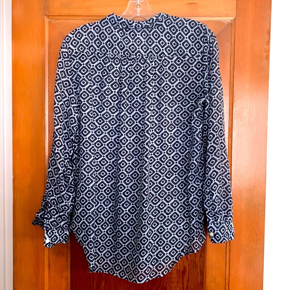 Loft Geometric Button Down Collared Shirt - image 2